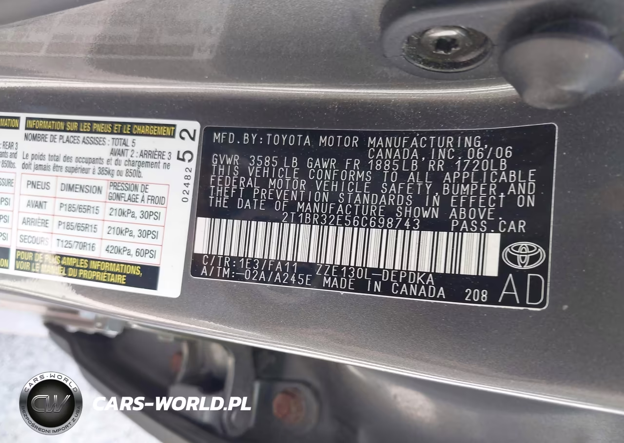 2006 Toyota Corolla Ce VIN:2T1BR32E56C698743 - 9