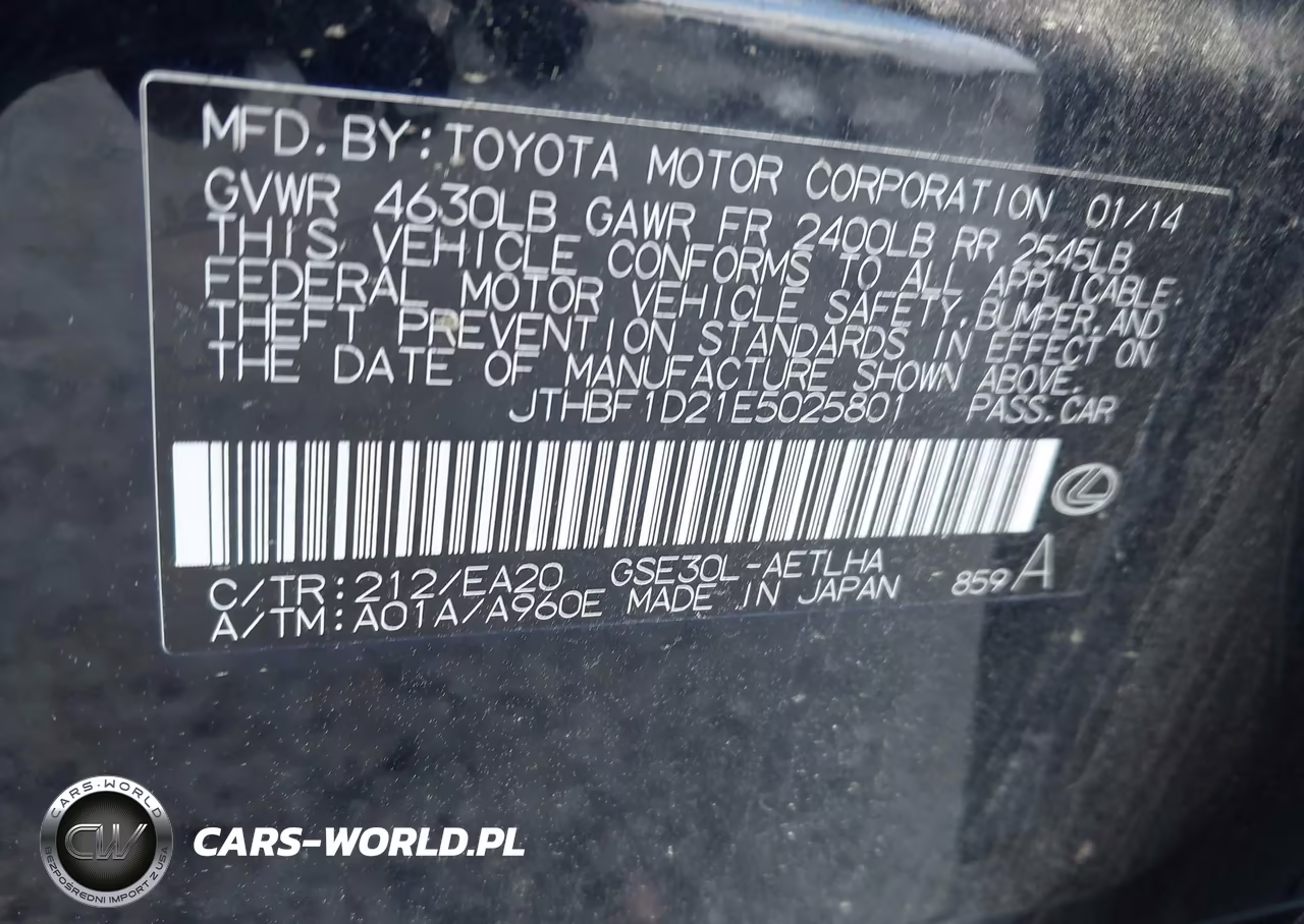2014 Lexus Is 250 VIN:JTHBF1D21E5025801 - 9