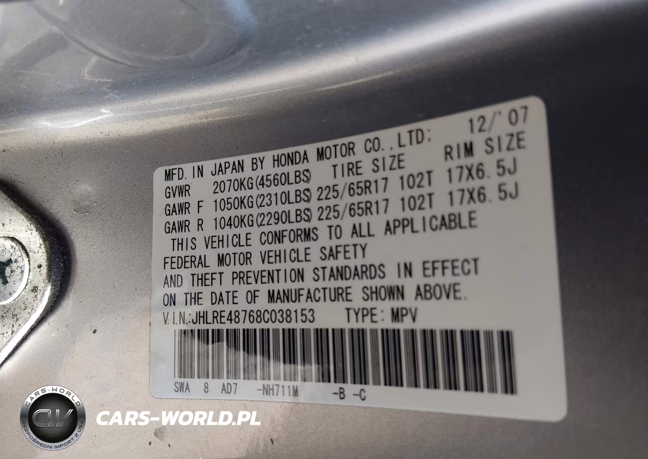 2008 Honda Cr-V Ex-L VIN:JHLRE48768C038153 - 9