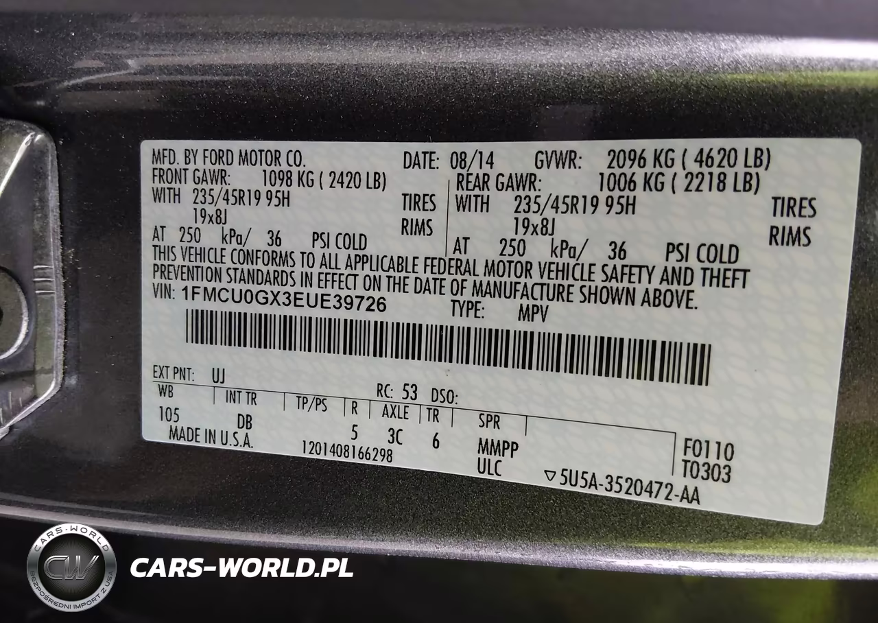 2014 Ford Escape Se VIN:1FMCU0GX3EUE39726 - 9