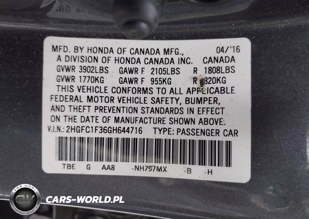 2016 Honda Civic Ex-T VIN:2HGFC1F36GH644716 - 9