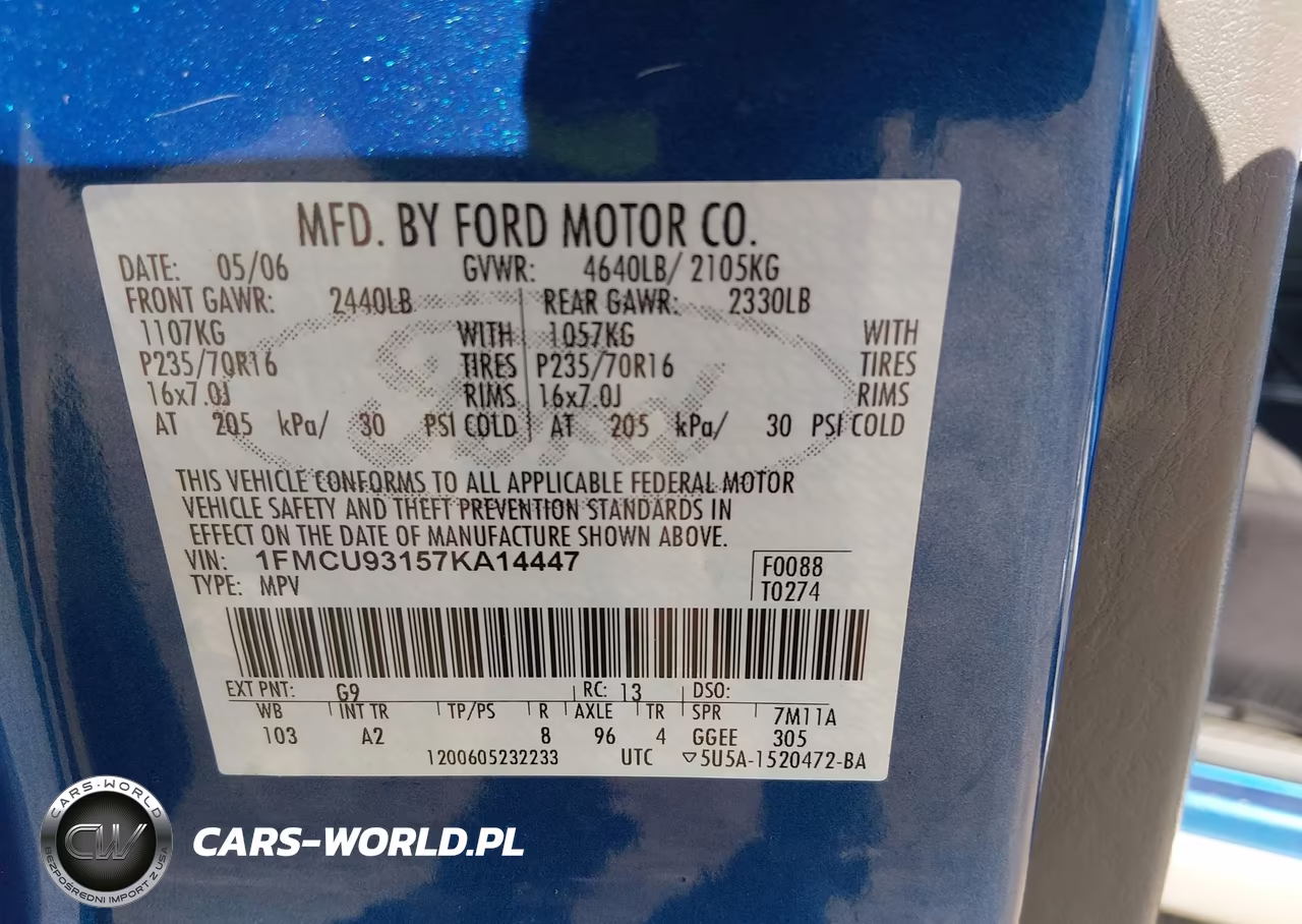 2007 Ford Escape Xlt-Xlt Sport VIN:1FMCU93157KA14447 - 9