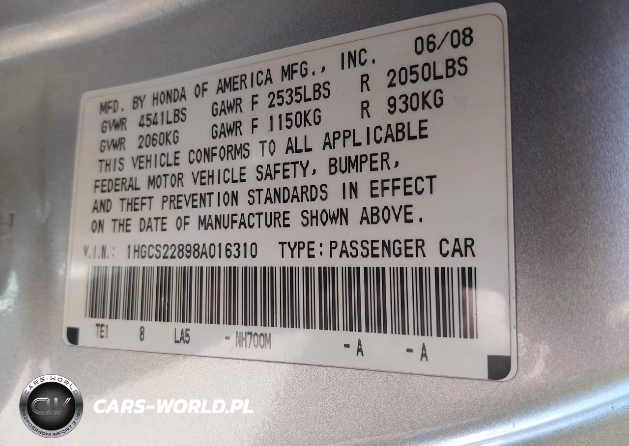 2008 Honda Accord 3.5 Ex-L VIN:1HGCS22898A016310 - 9
