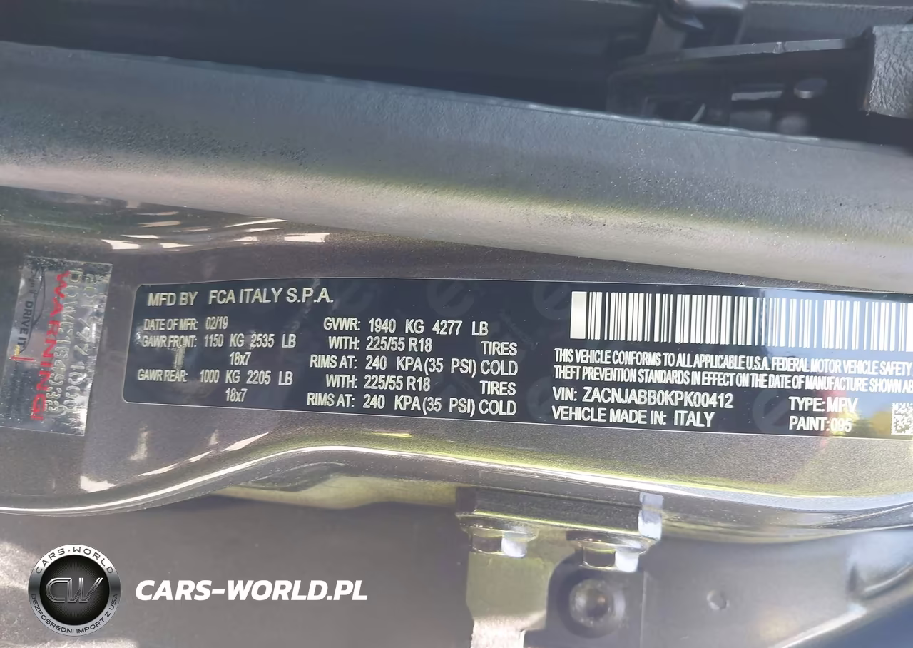 2019 Jeep Renegade Altitude Fwd VIN:ZACNJABB0KPK00412 - 9