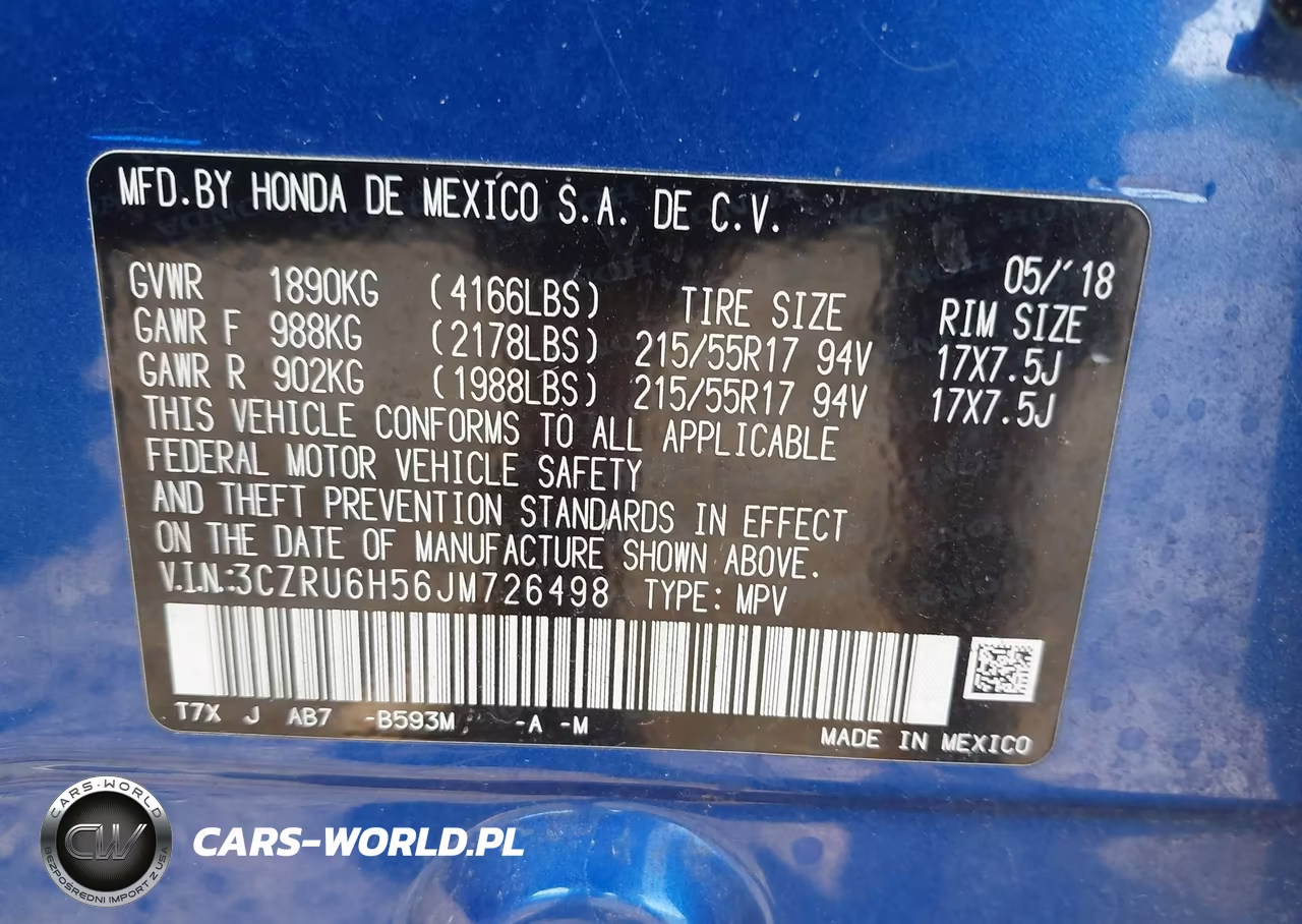 2018 Honda Hr-V Ex VIN:3CZRU6H56JM726498 - 9