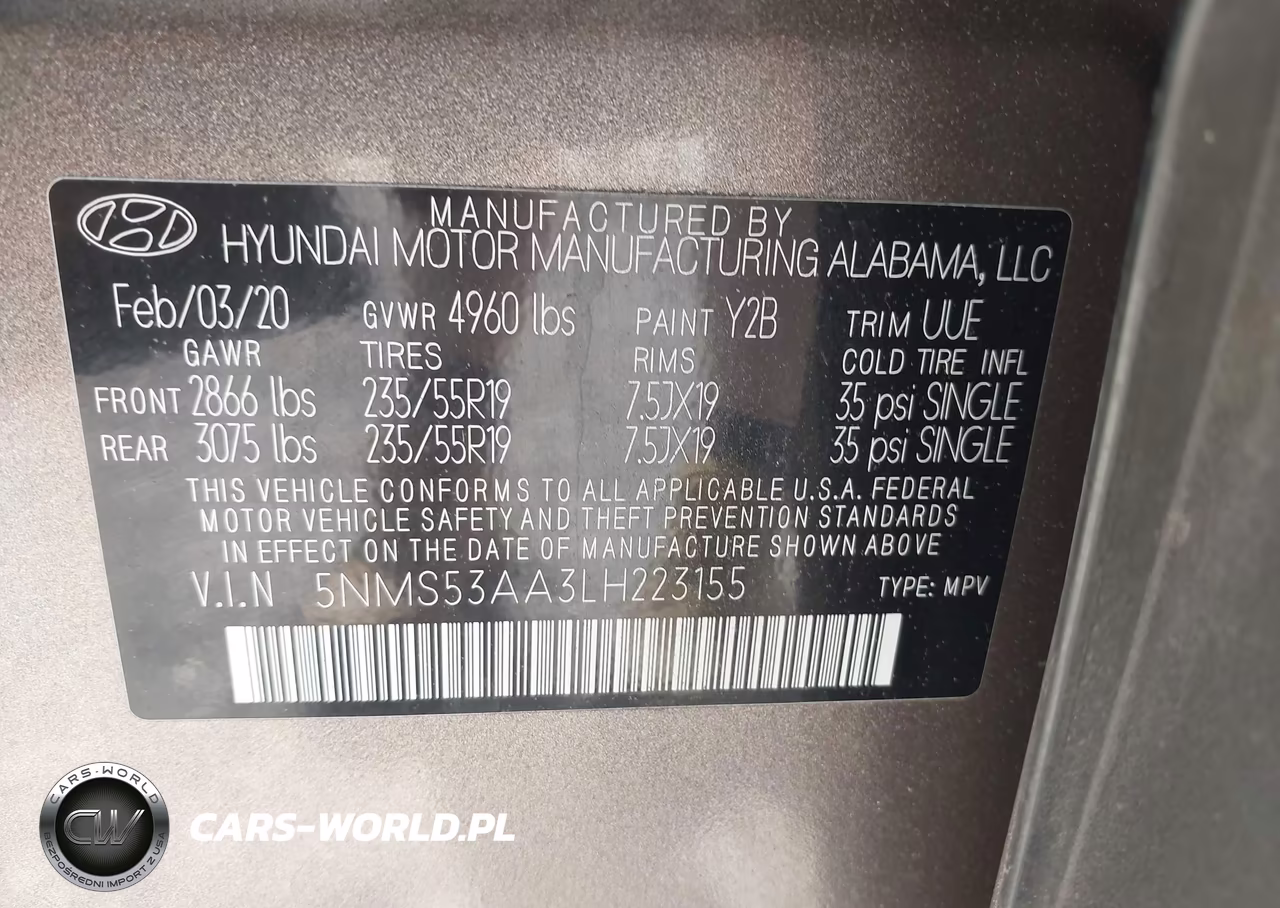 2020 Hyundai Santa Fe Limited 2.0T VIN:5NMS53AA3LH223155 - 9