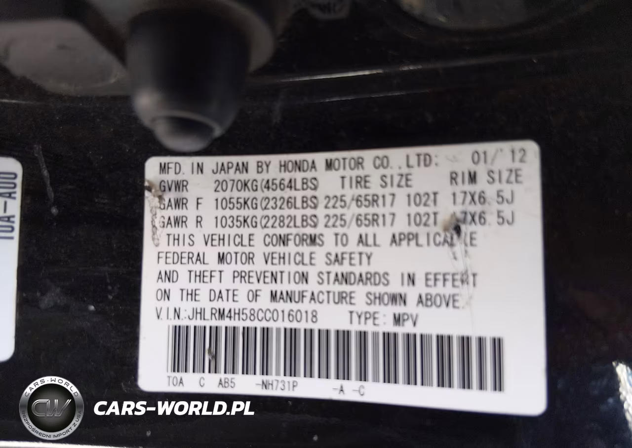2012 Honda Cr-V Ex VIN:JHLRM4H58CC016018 - 9