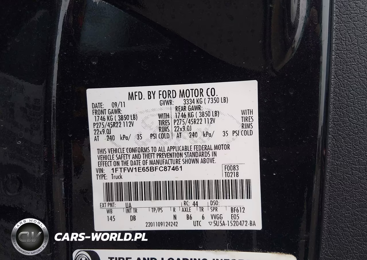 2011 Ford F150 Supercrew VIN:1FTFW1E65BFC87461 - 9