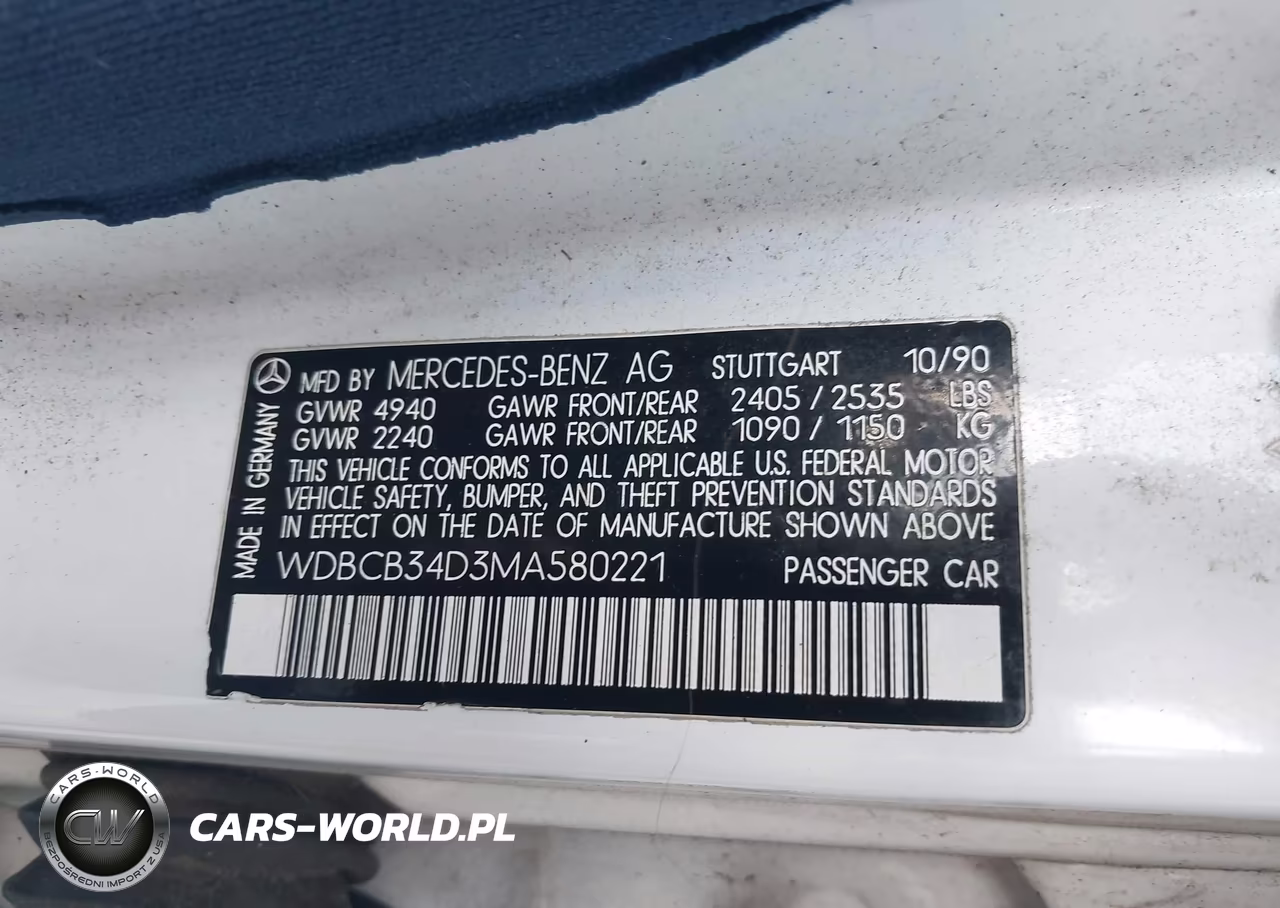 1991 Mercedes-Benz 350 Sd VIN:WDBCB34D3MA580221 - 9