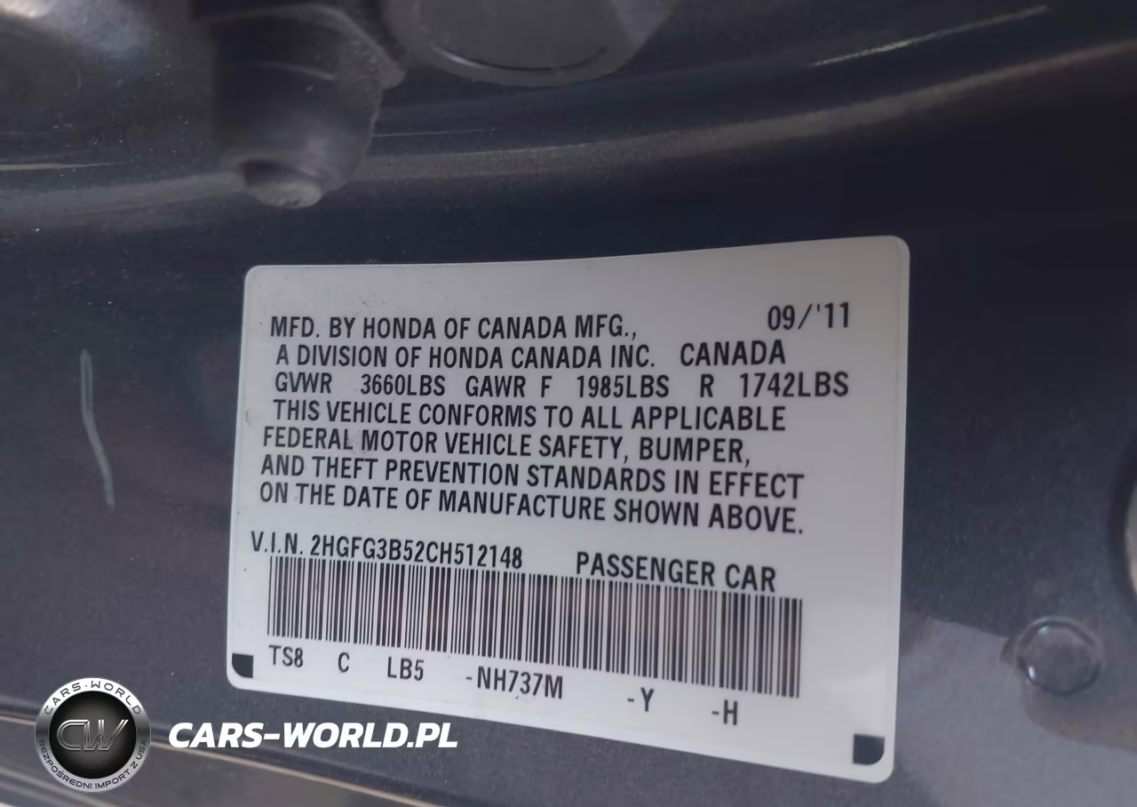 2012 Honda Civic Lx VIN:2HGFG3B52CH512148 - 9
