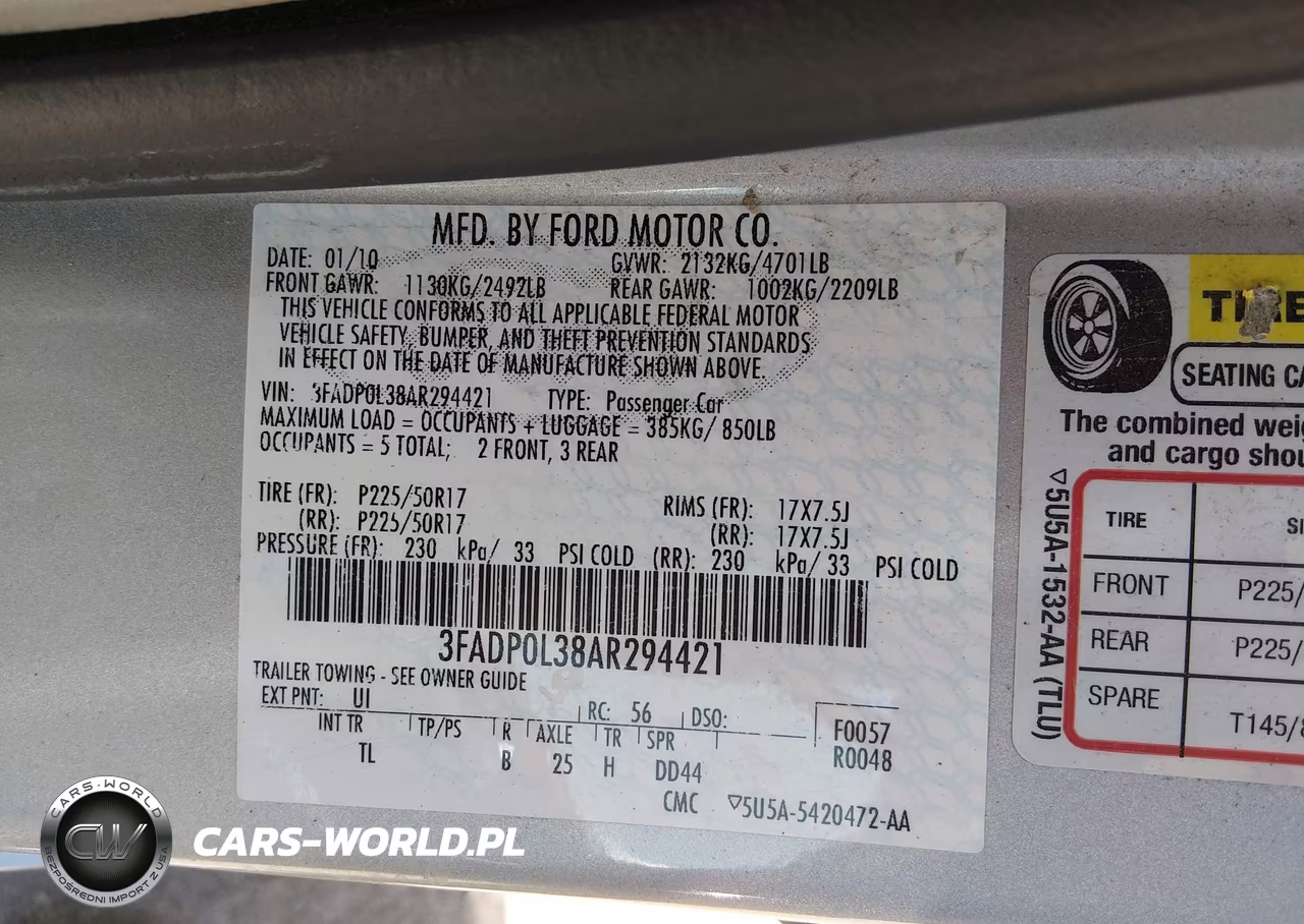 2010 Ford Fusion Hybrid VIN:3FADP0L38AR294421 - 9