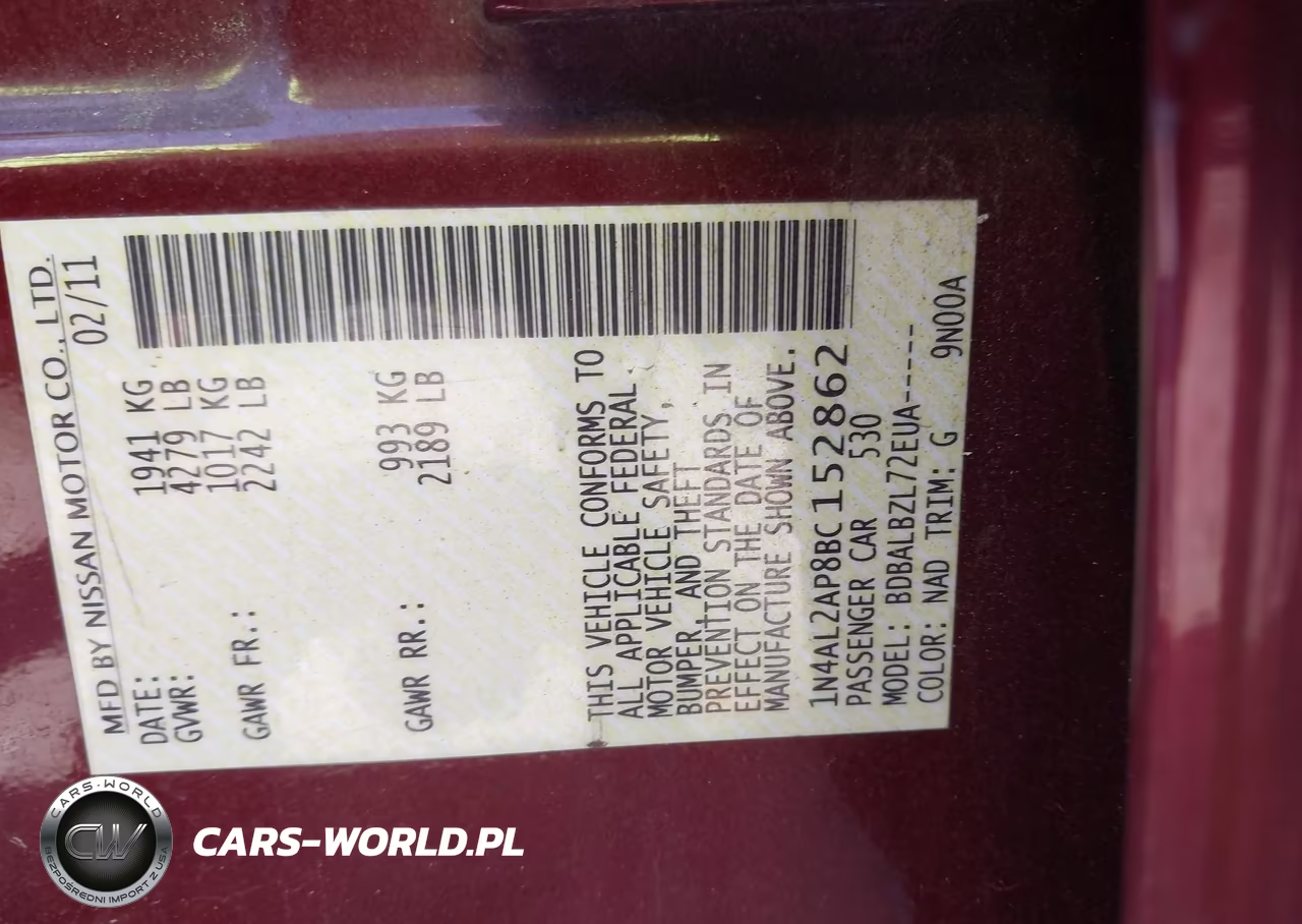 2011 Nissan Altima 2.5 S VIN:1N4AL2AP8BC152862 - 9