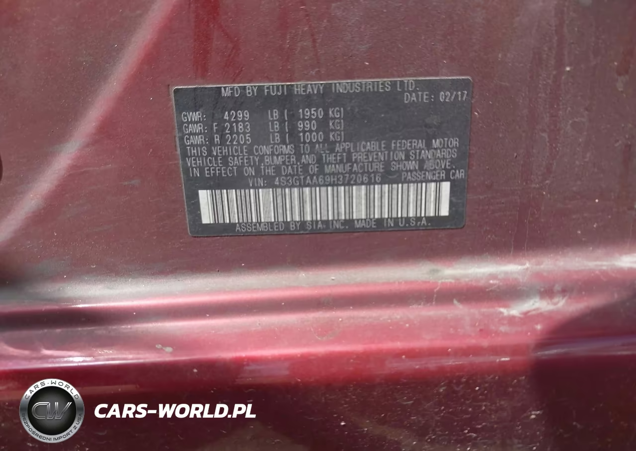 2017 Subaru Impreza 2.0I VIN:4S3GTAA69H3720616 - 9