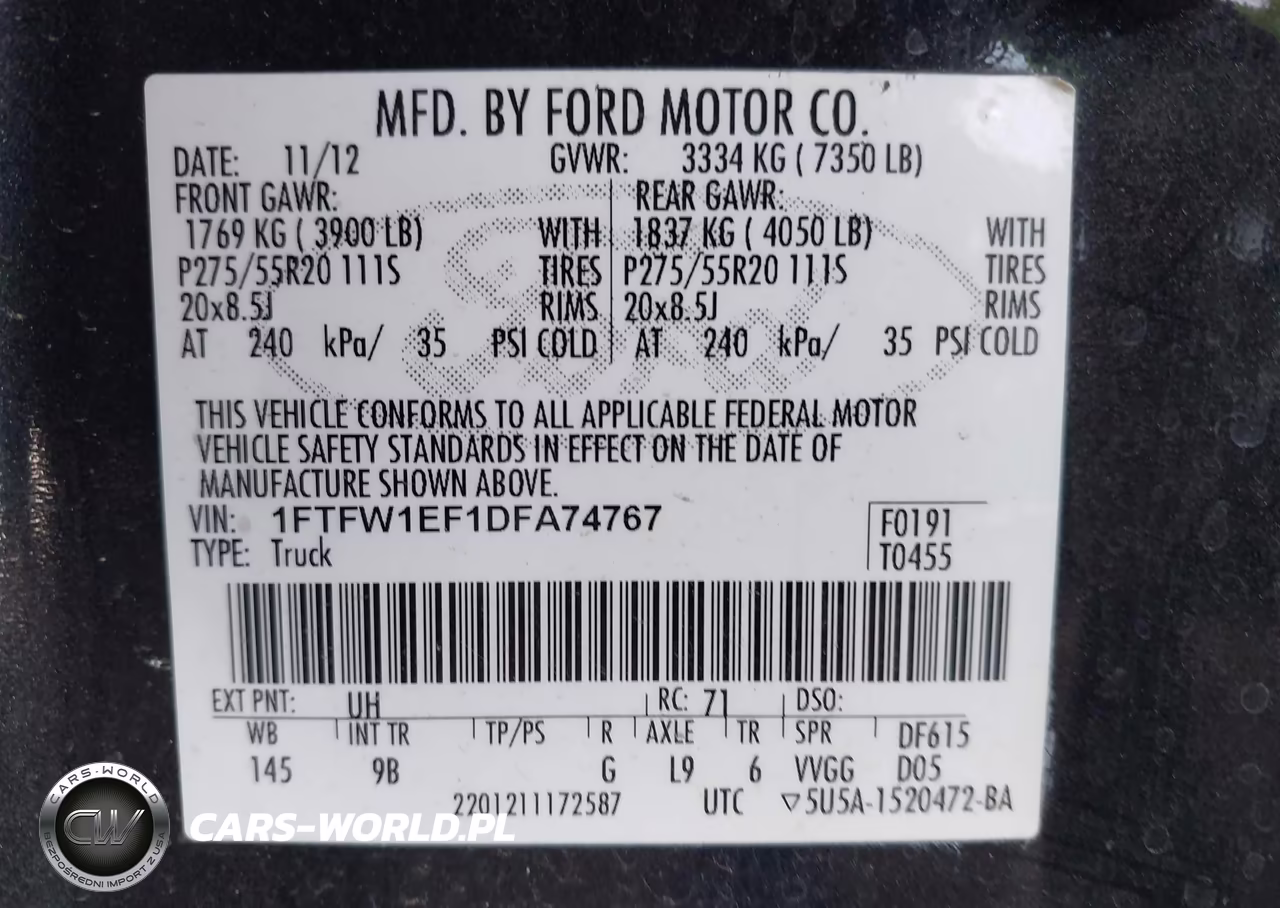 2013 Ford F-150 Platinum VIN:1FTFW1EF1DFA74767 - 9