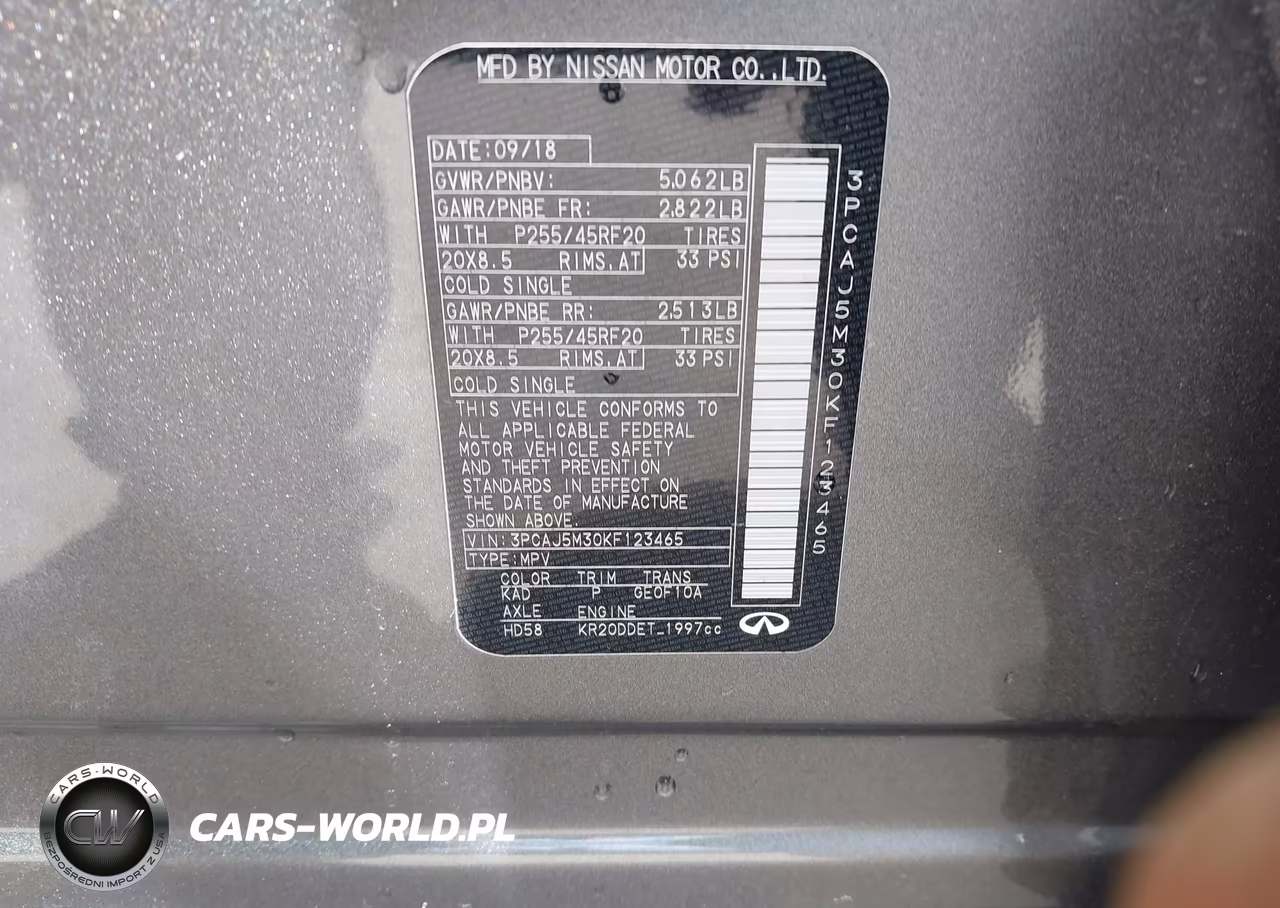 2019 Infiniti Qx50 Essential VIN:3PCAJ5M30KF123465 - 9