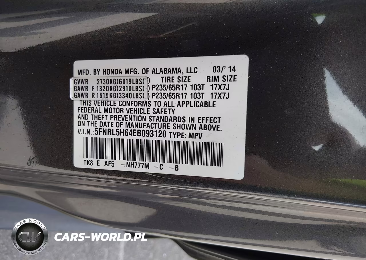 2014 Honda Odyssey Ex-L VIN:5FNRL5H64EB093120 - 9