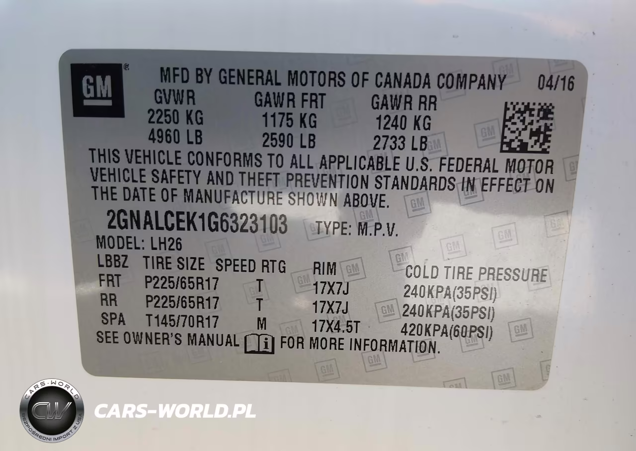 2016 Chevrolet Equinox Lt VIN:2GNALCEK1G6323103 - 9