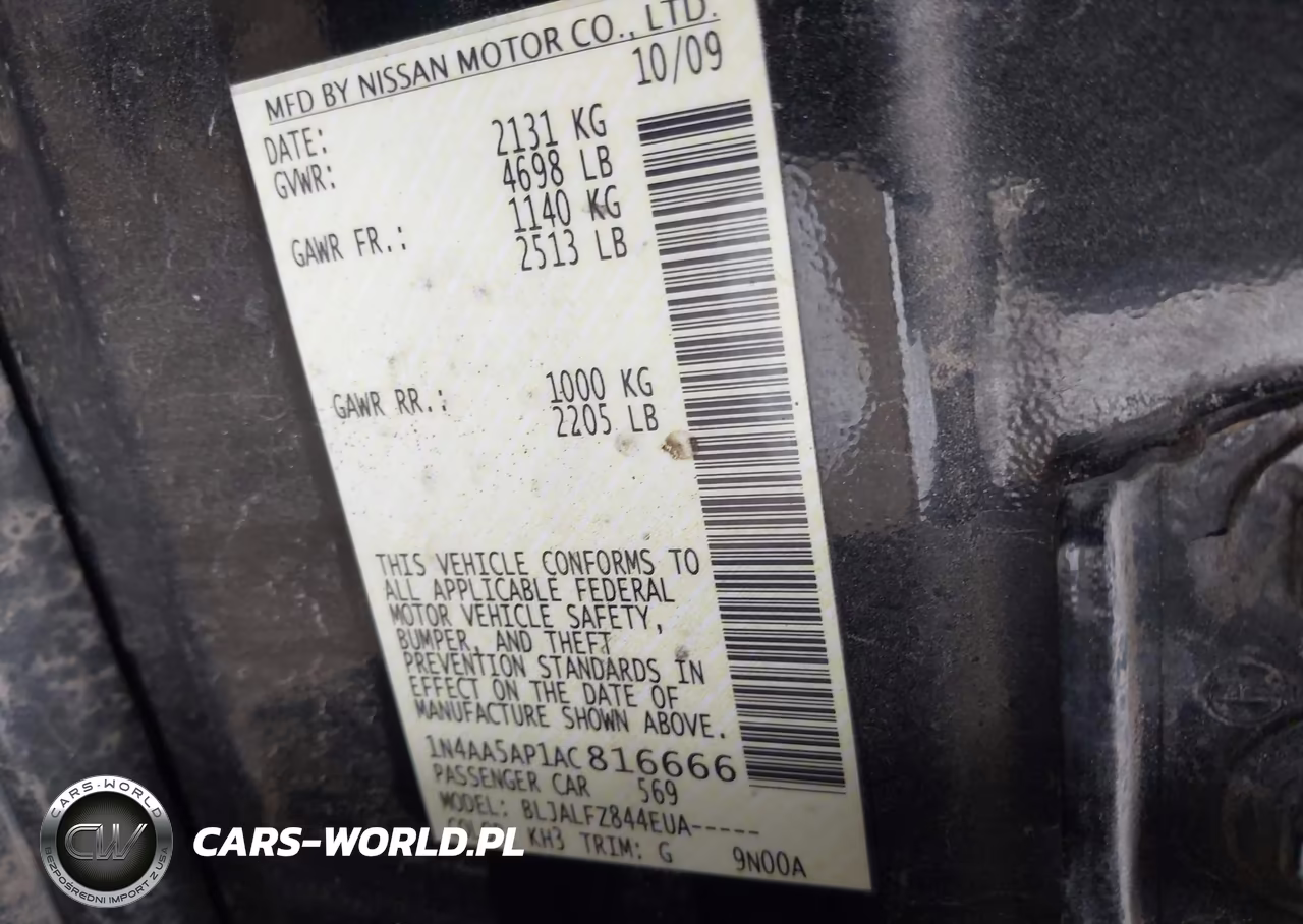 2010 Nissan Maxima 3.5 Sv VIN:1N4AA5AP1AC816666 - 9