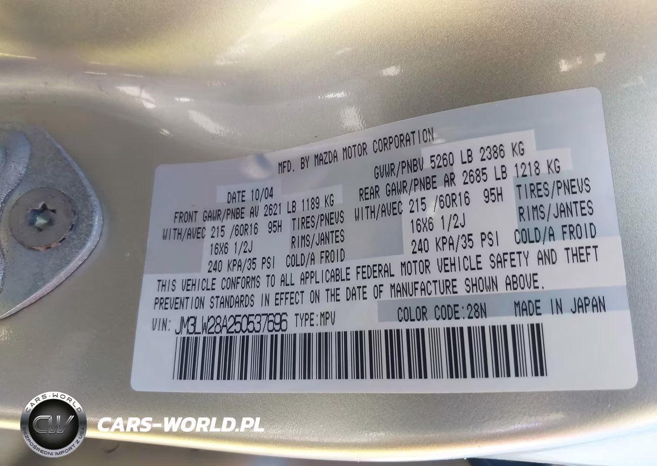 2005 Mazda Mpv Lx VIN:JM3LW28A250537696 - 9