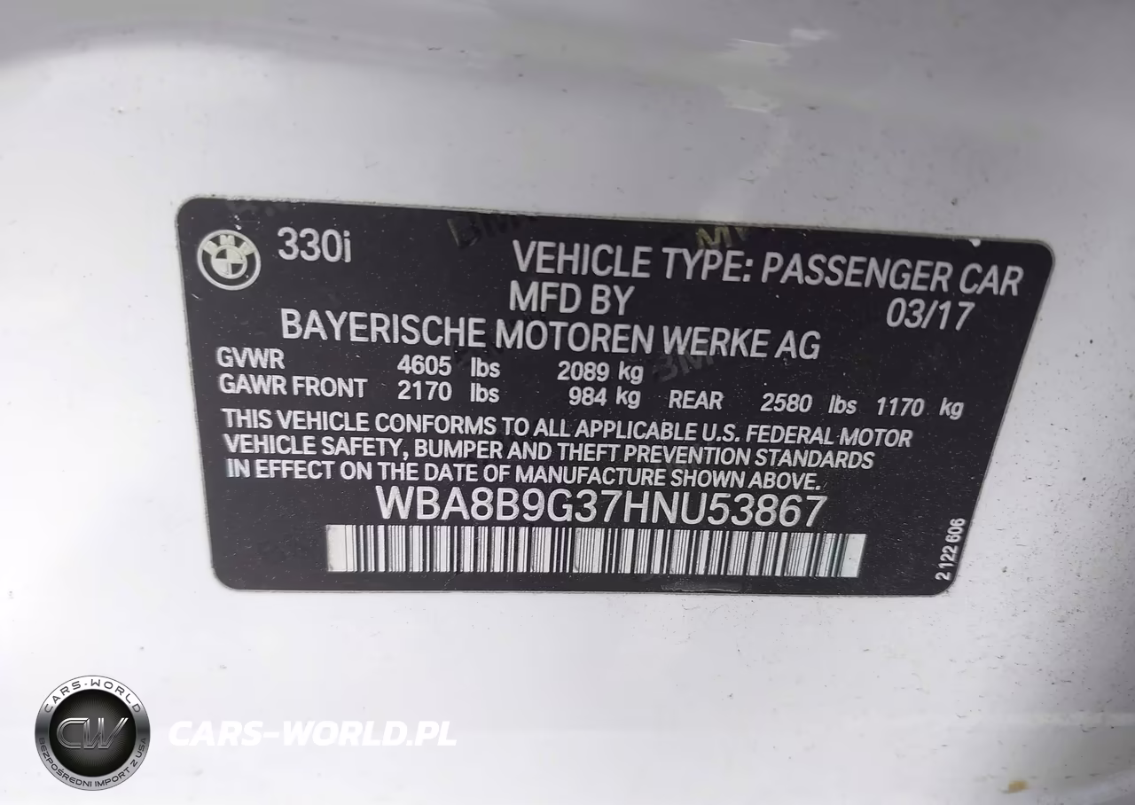 2017 BMW 330I VIN:WBA8B9G37HNU53867 - 8