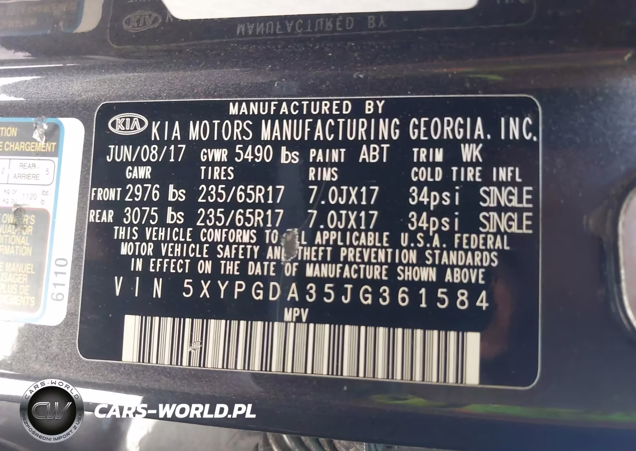 2018 Kia Sorento 2.4L Lx VIN:5XYPGDA35JG361584 - 9