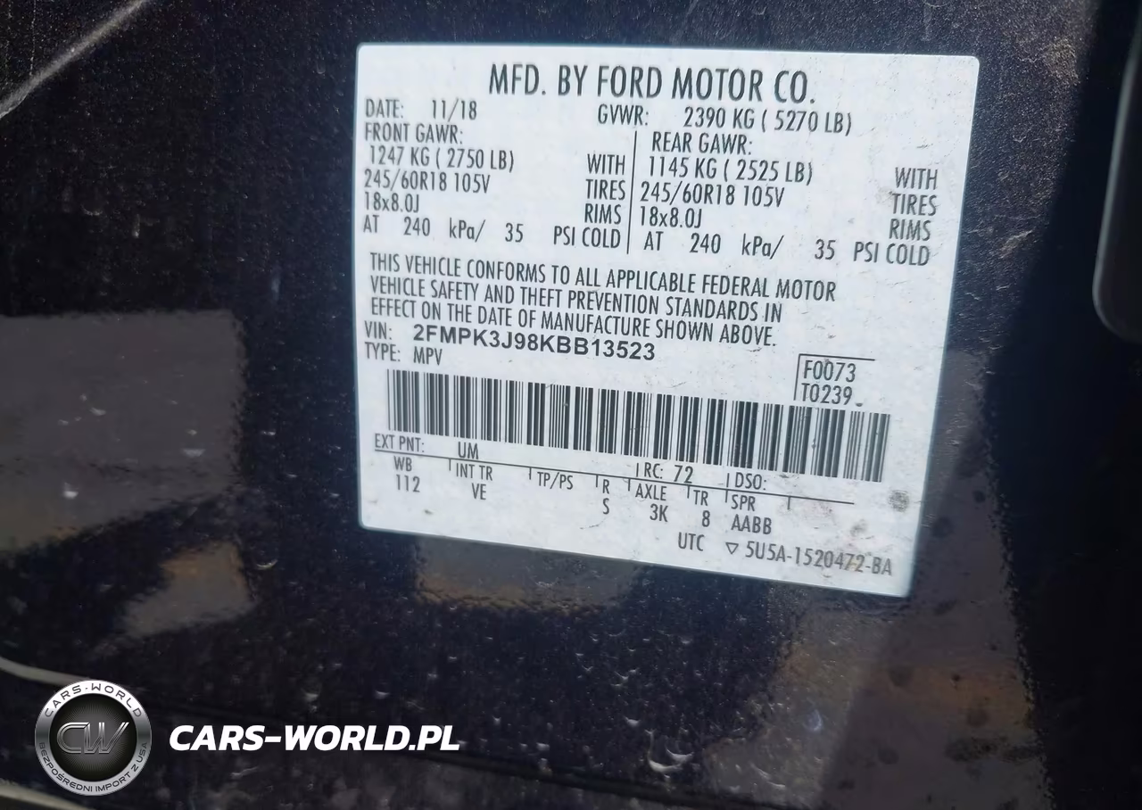 2019 Ford Edge Sel VIN:2FMPK3J98KBB13523 - 9
