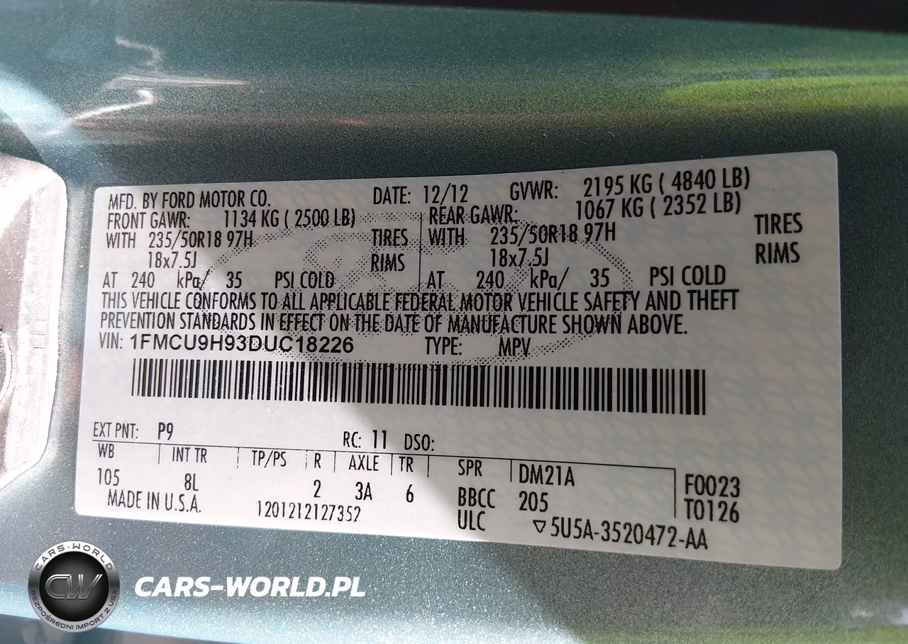 2013 Ford Escape Sel VIN:1FMCU9H93DUC18226 - 9