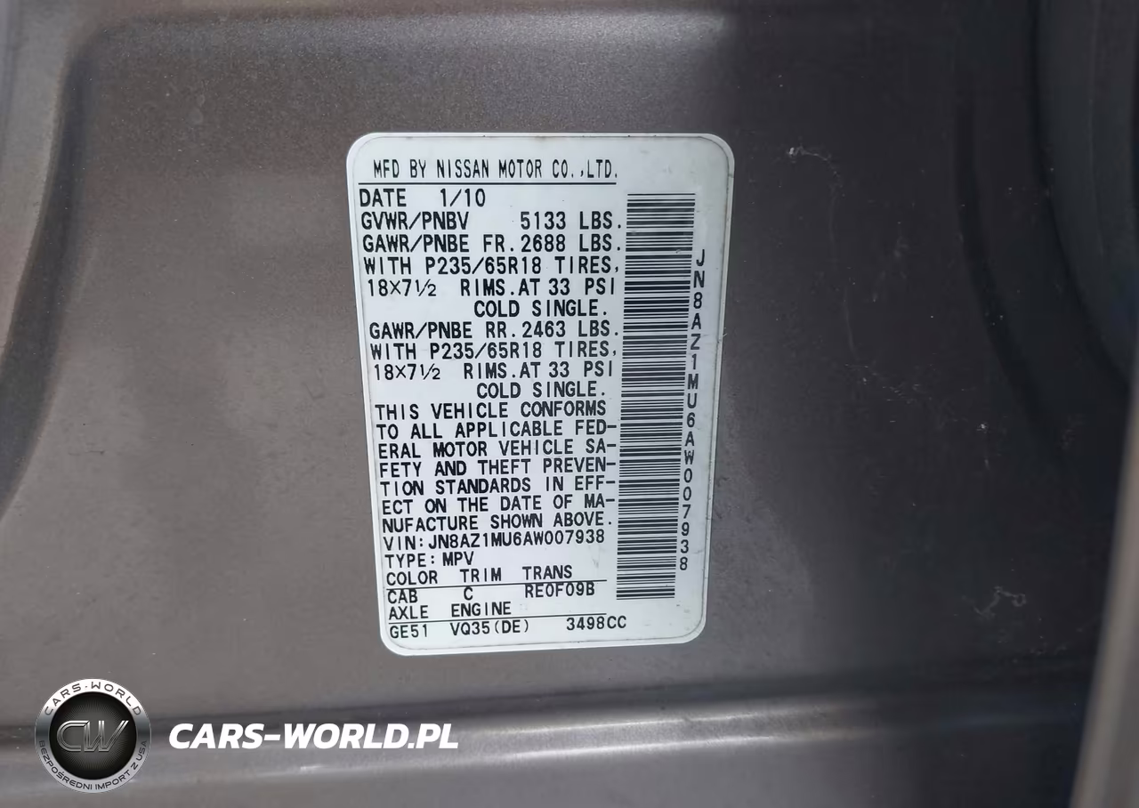 2010 Nissan Murano S VIN:JN8AZ1MU6AW007938 - 9