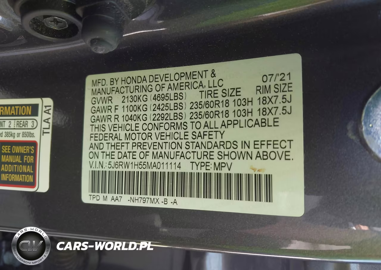 2021 Honda Cr-V 2Wd Ex VIN:5J6RW1H55MA011114 - 9