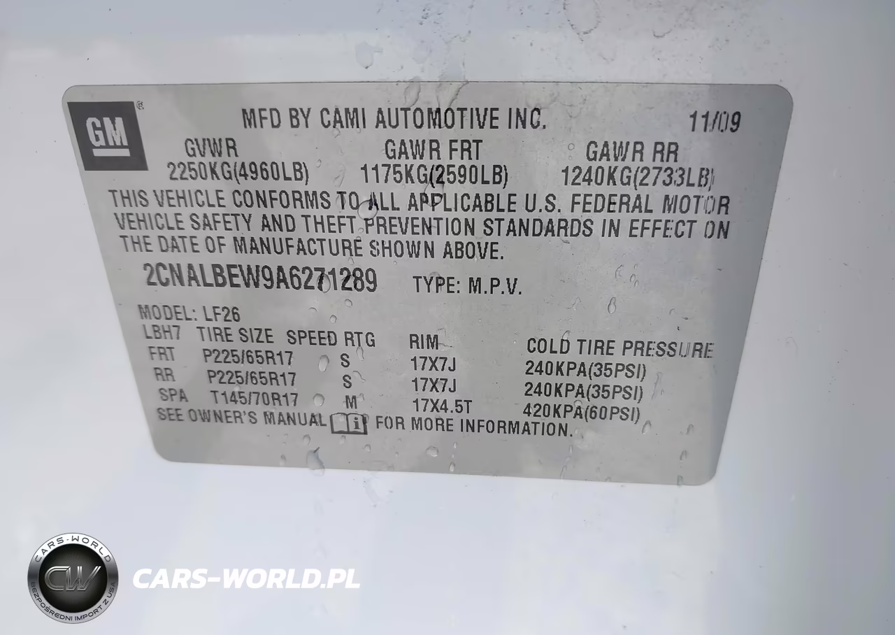 2010 Chevrolet Equinox Ls VIN:2CNALBEW9A6271289 - 9