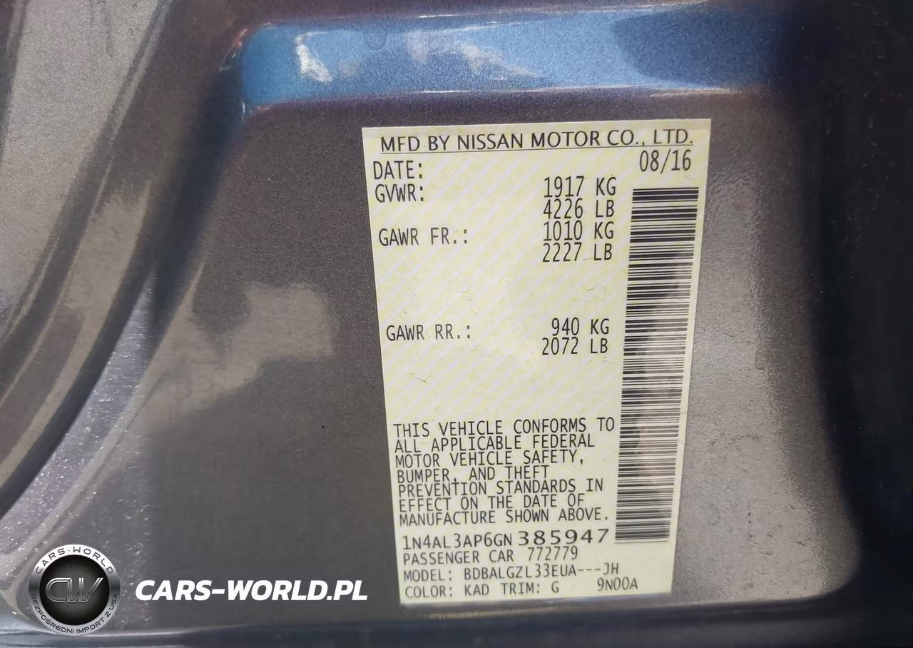 2016 Nissan Altima 2.5 S VIN:1N4AL3AP6GN385947 - 9