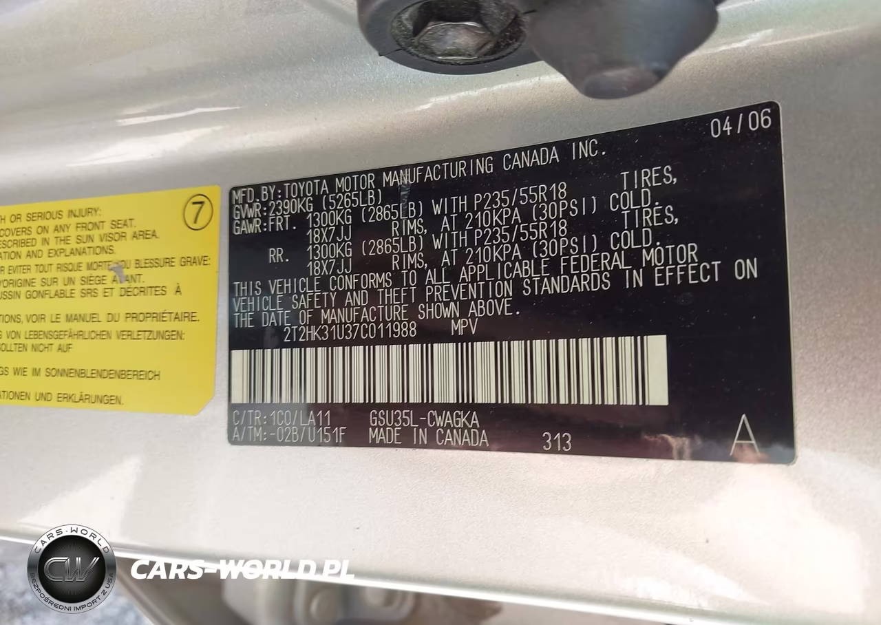 2007 Lexus Rx 350 VIN:2T2HK31U37C011988 - 9