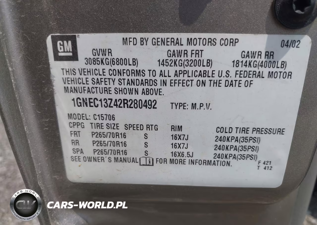 2002 Chevrolet Tahoe Ls VIN:1GNEC13Z42R280492 - 9