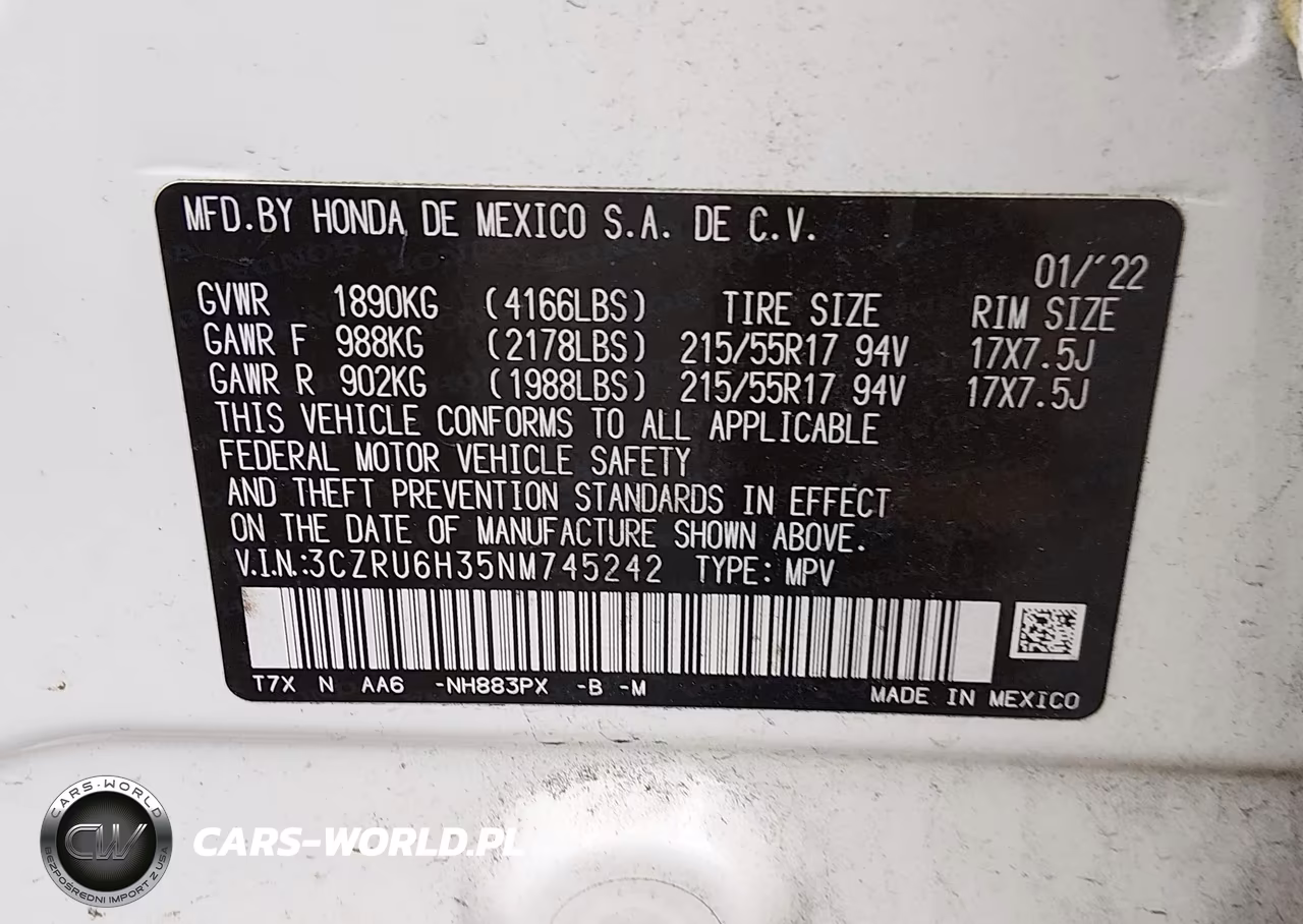2022 Honda Hr-V Awd Lx VIN:3CZRU6H35NM745242 - 9