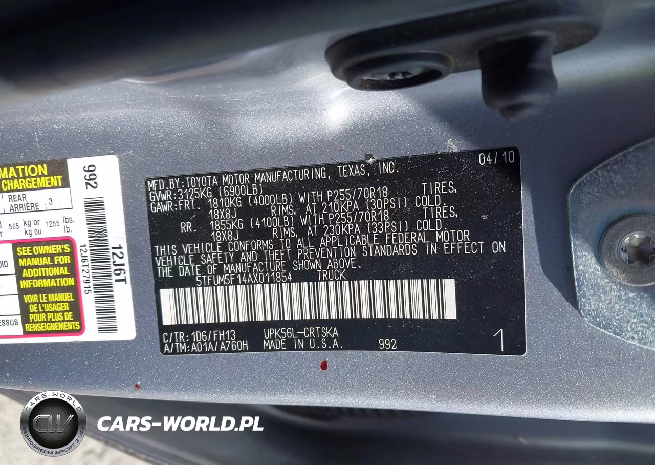 2010 Toyota Tundra Grade 4.6L V8 VIN:5TFUM5F14AX011854 - 9