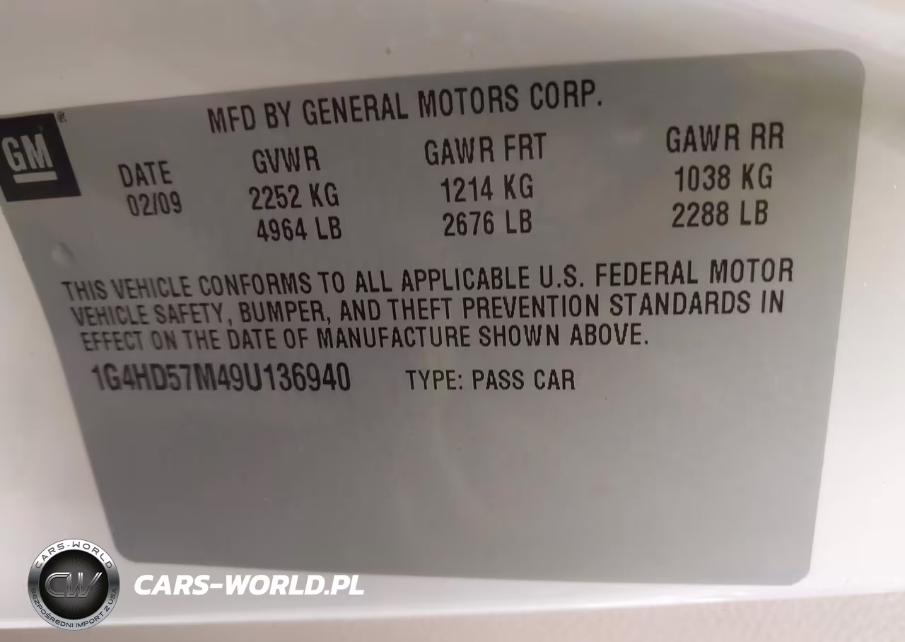 2009 Buick Lucerne Cxl-4 VIN:1G4HD57M49U136940 - 9