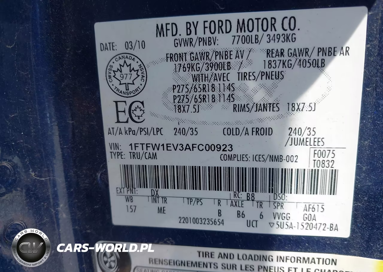 2010 Ford F-150 Fx4-Harley-Davidson-King Ranch-Lariat-Platinum-Xl-Xlt VIN:1FTFW1EV3AFC00923 - 9
