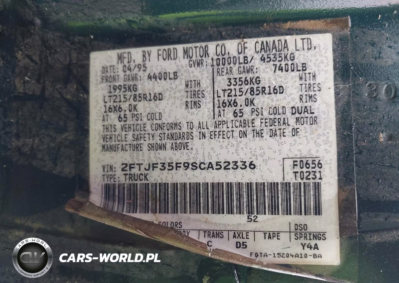 1995 Ford F350 VIN:2FTJF35F9SCA52336 - 9
