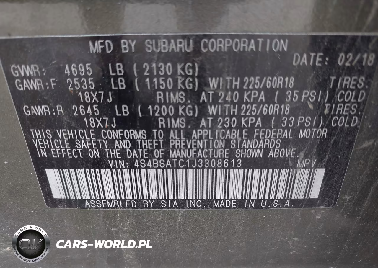 2018 Subaru Outback 2.5I Touring VIN:4S4BSATC1J3308613 - 9