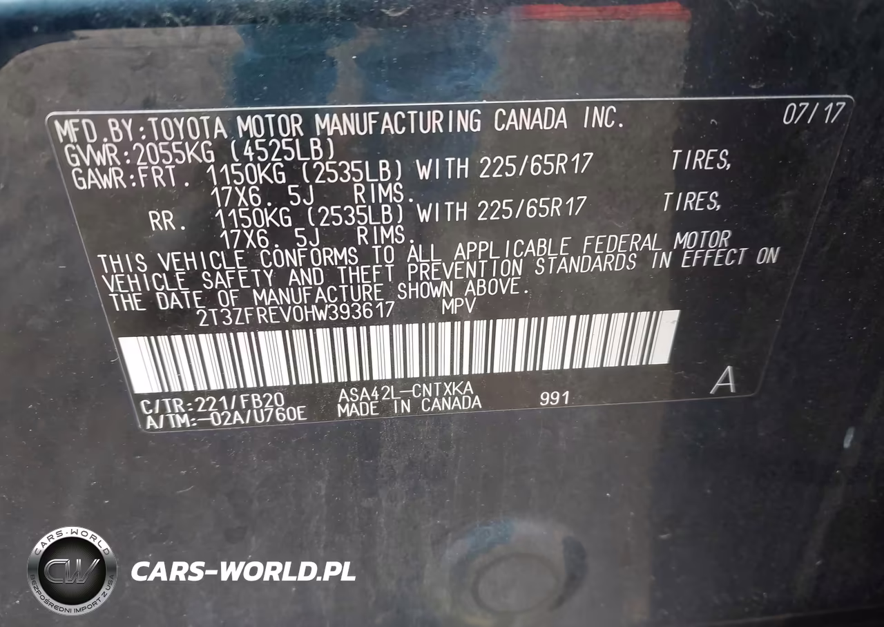 2017 Toyota Rav4 Le VIN:2T3ZFREV0HW393617 - 9