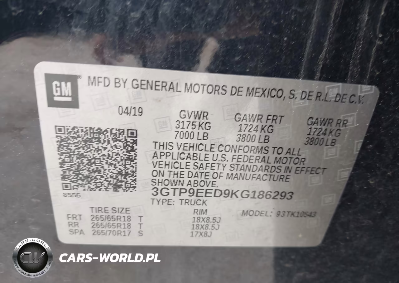 2019 GMC Sierra 1500 At4 VIN:3GTP9EED9KG186293 - 9