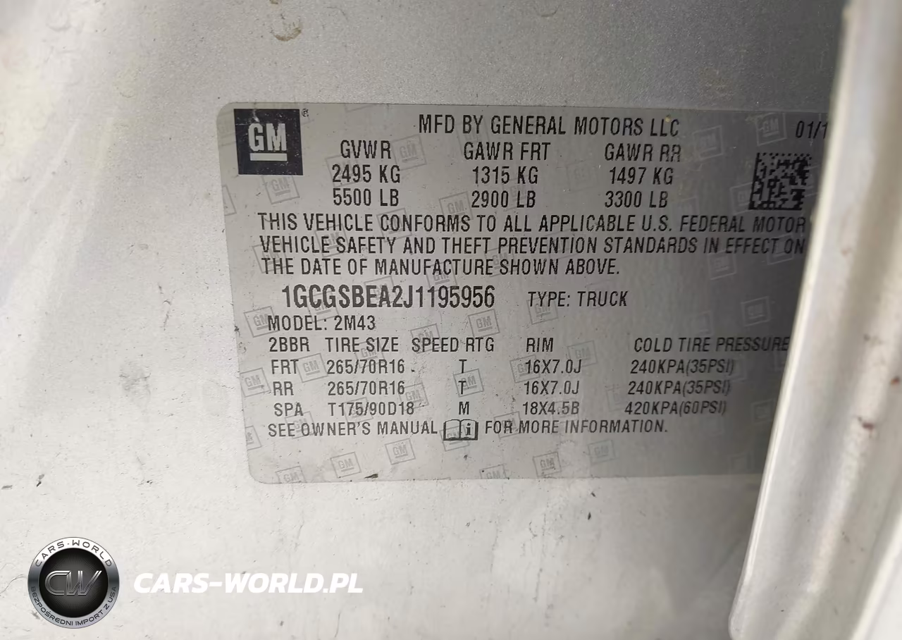 2018 Chevrolet Colorado Wt VIN:1GCGSBEA2J1195956 - 9