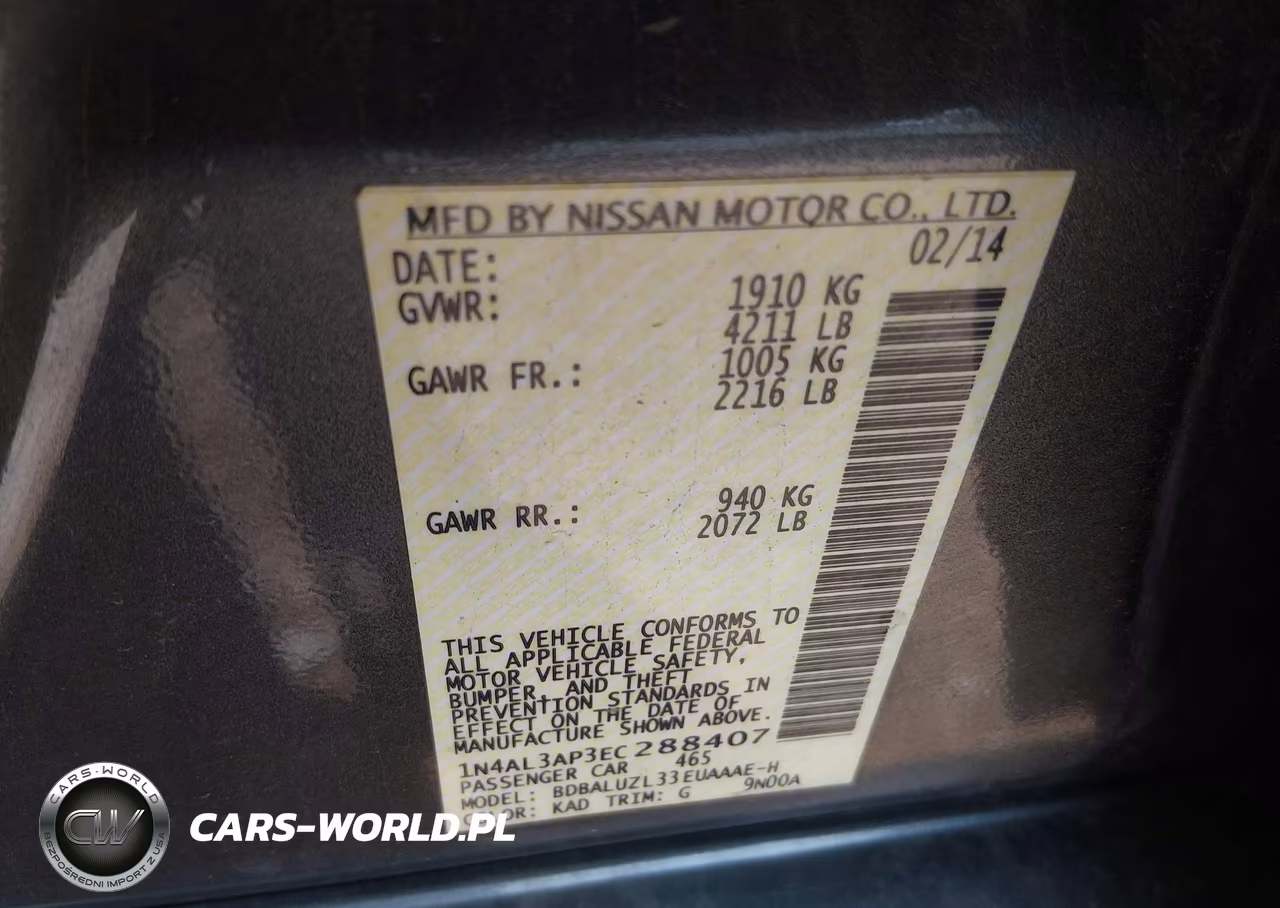 2014 Nissan Altima 2.5 Sv VIN:1N4AL3AP3EC288407 - 9