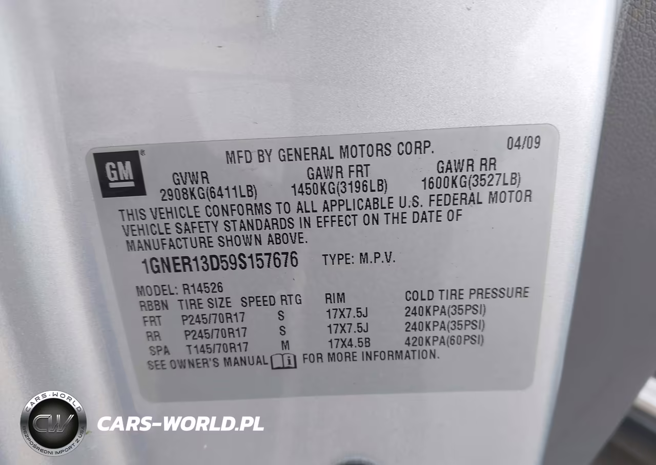 2009 Chevrolet Traverse Ls VIN:1GNER13D59S157676 - 9