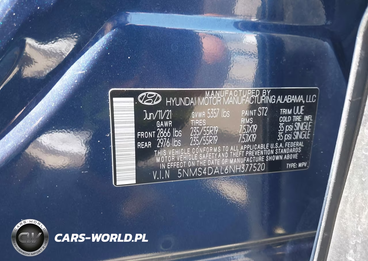 2022 Hyundai Santa Fe Limited VIN:5NMS4DAL6NH377520 - 9