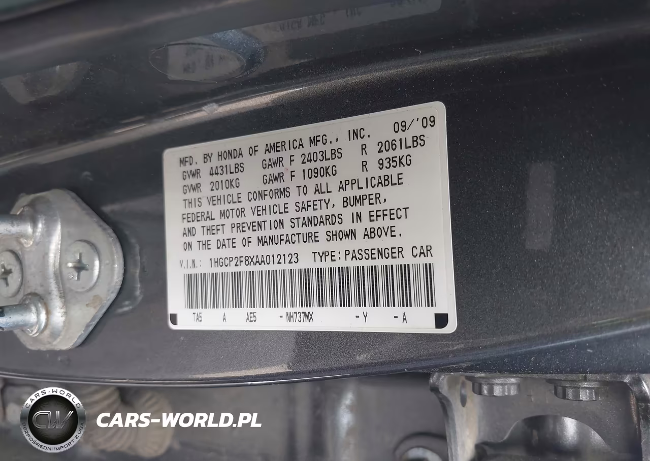 2010 Honda Accord 2.4 Ex-L VIN:1HGCP2F8XAA012123 - 9