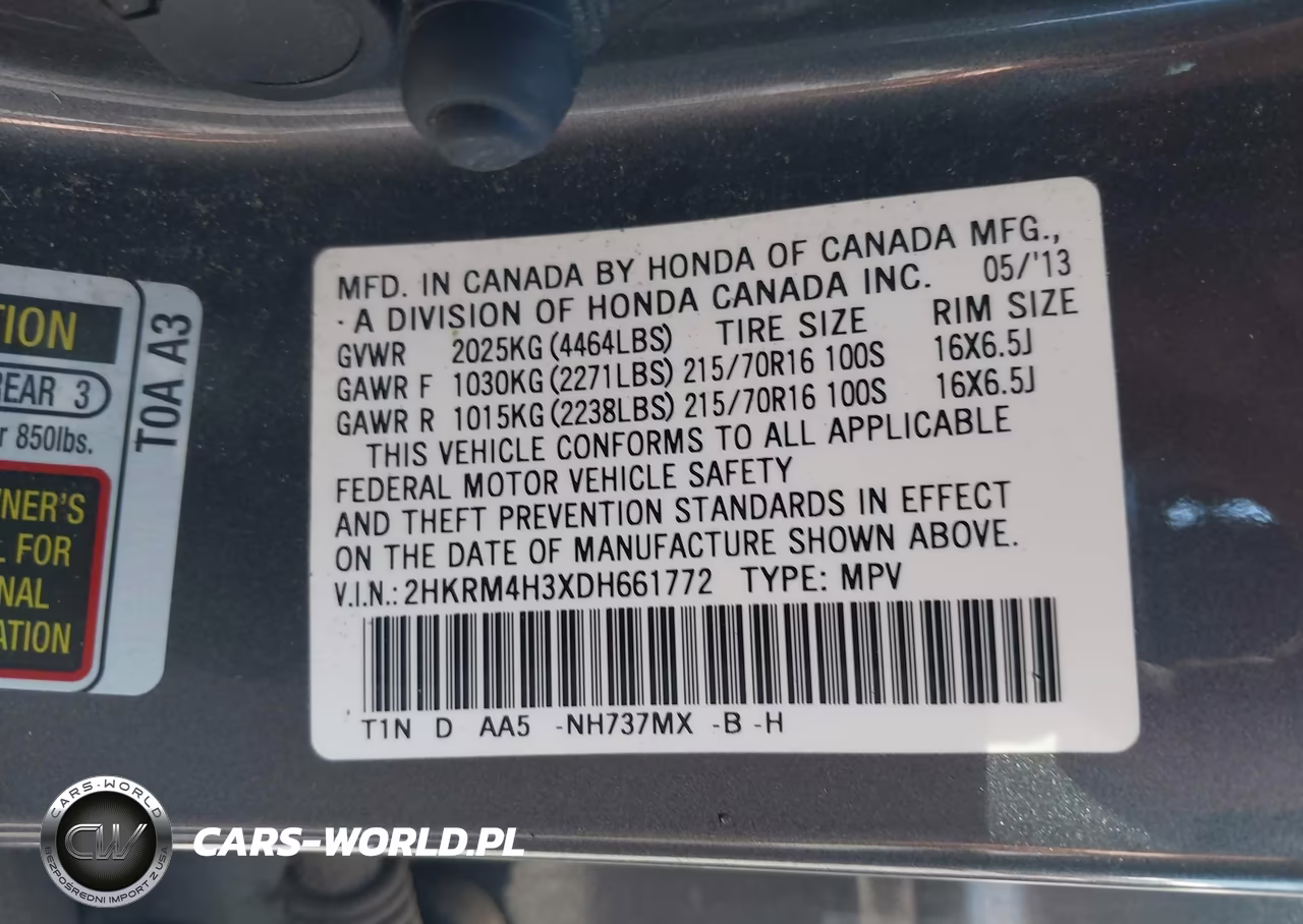 2013 Honda Cr-V Lx VIN:2HKRM4H3XDH661772 - 9