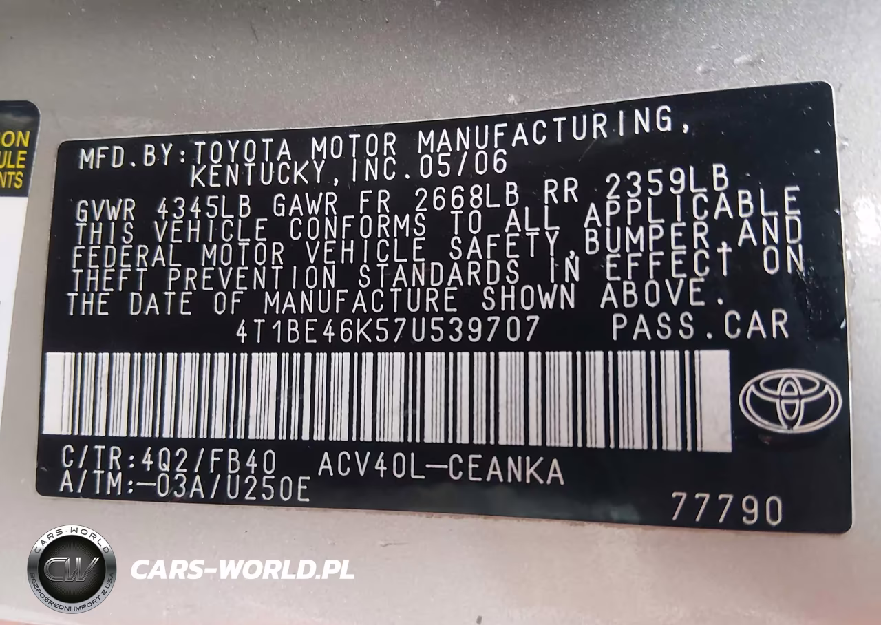 2007 Toyota Camry Le VIN:4T1BE46K57U539707 - 9