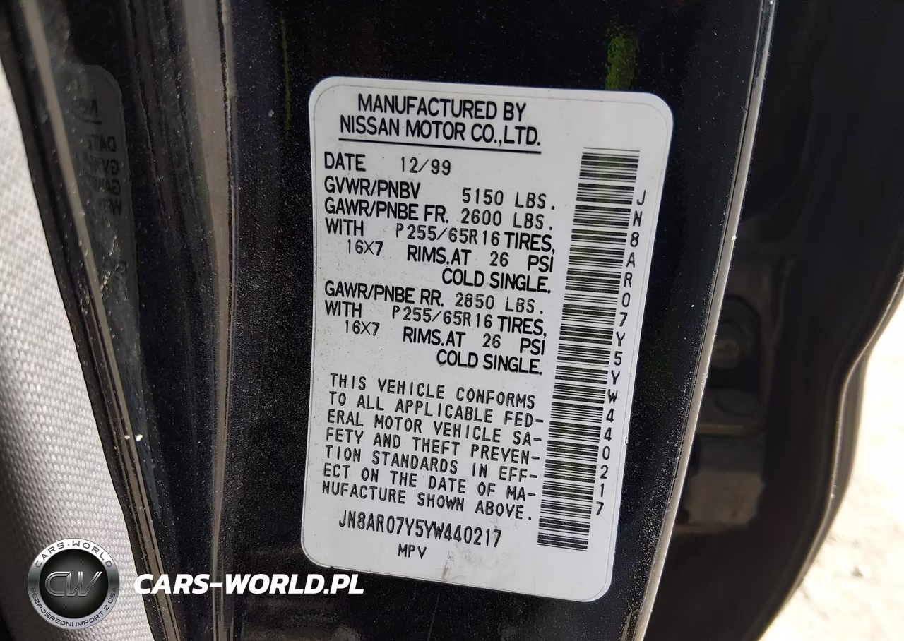 2000 Nissan Pathfinder Le-Se-Xe VIN:JN8AR07Y5YW440217 - 9