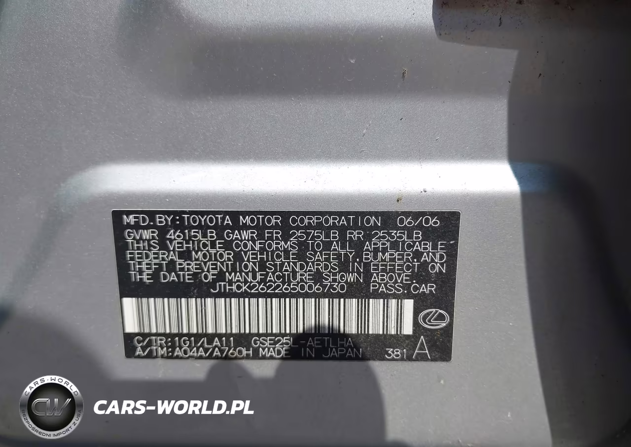 2006 Lexus Is 250 VIN:JTHCK262265006730 - 9